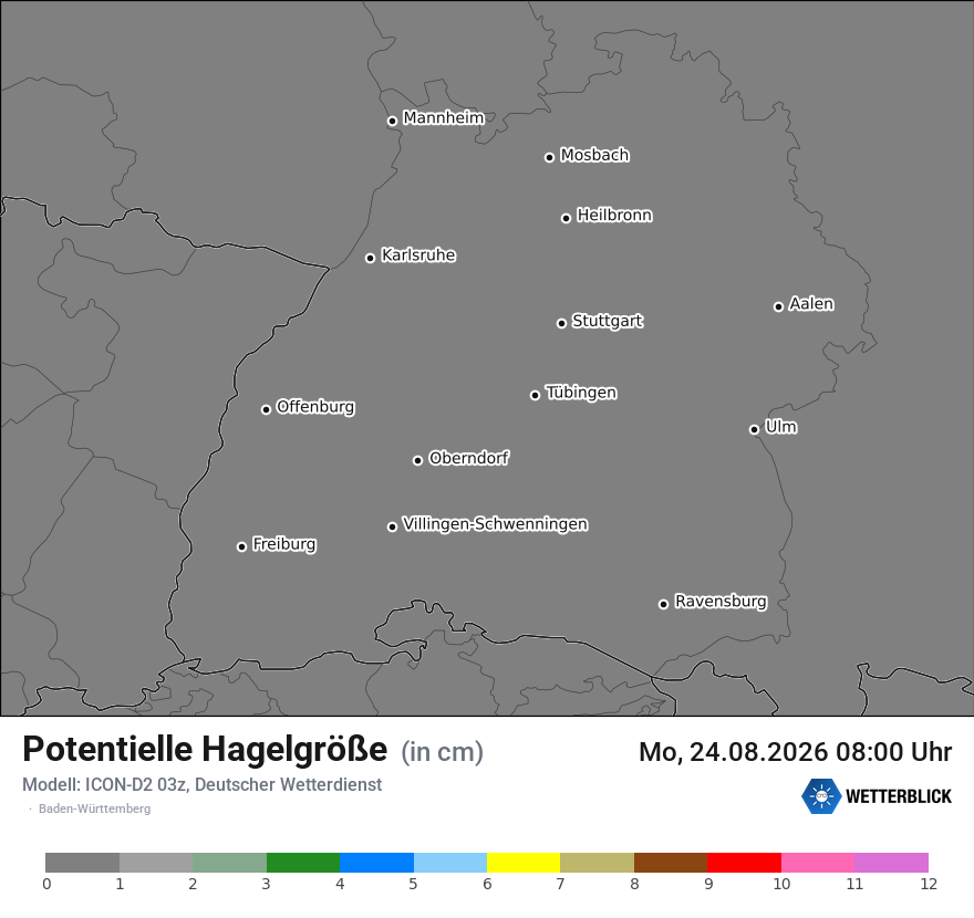 Modellkarte ICON-D2 – pot_hail – bw
