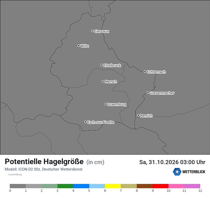 Modellkarte ICON-D2 – pot_hail – luxemburg