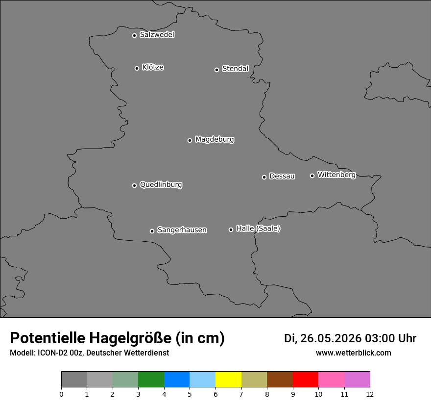 Modellkarte ICON-D2 – pot_hail – st
