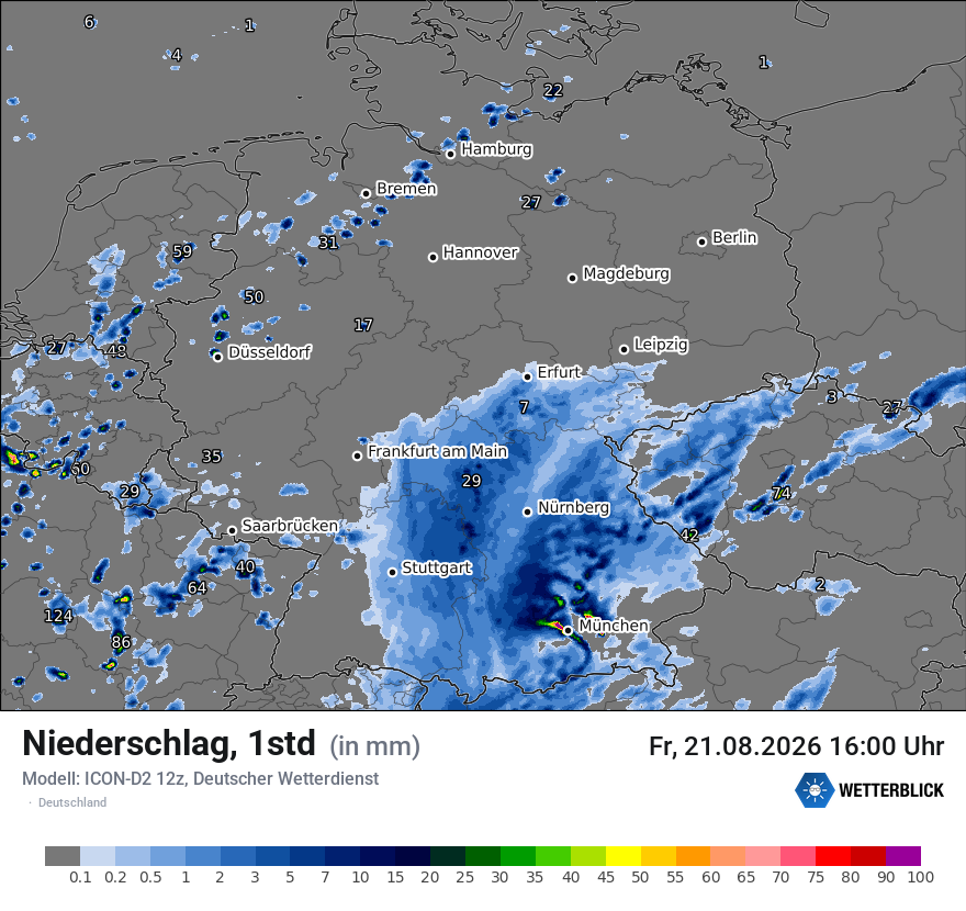 Modellkarte ICON-D2 – precip – deutschland