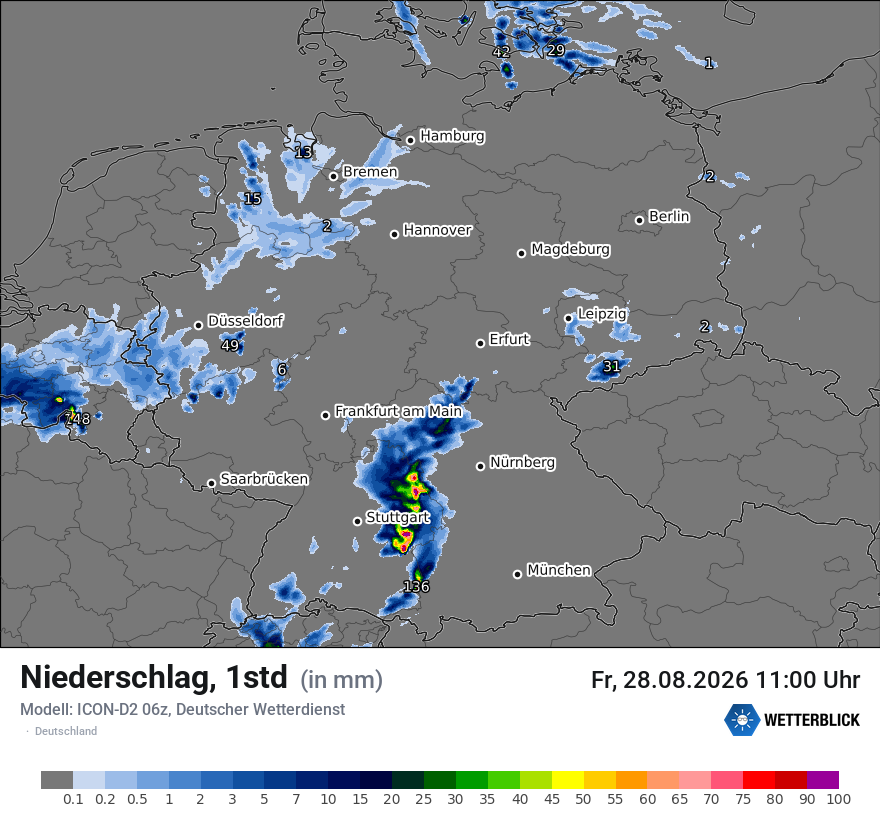 Modellkarte ICON-D2 – precip – deutschland