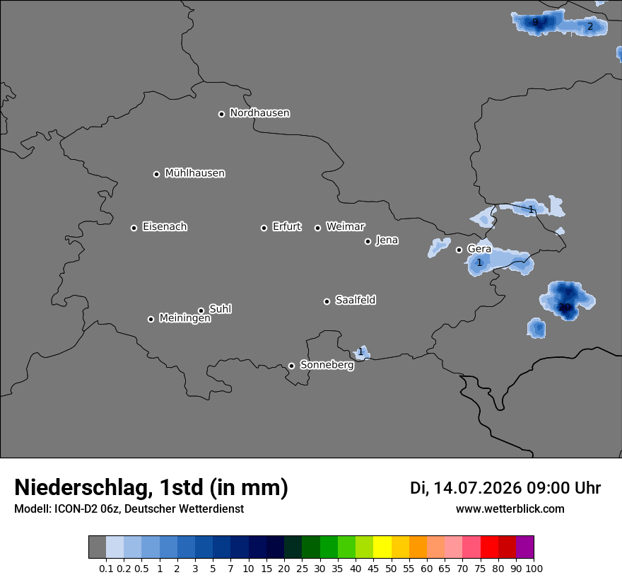 Modellkarte ICON-D2 – precip – th