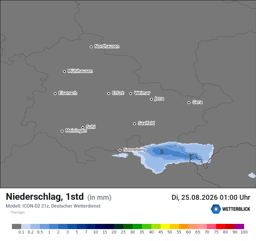 Modellkarte ICON-D2 – precip – th