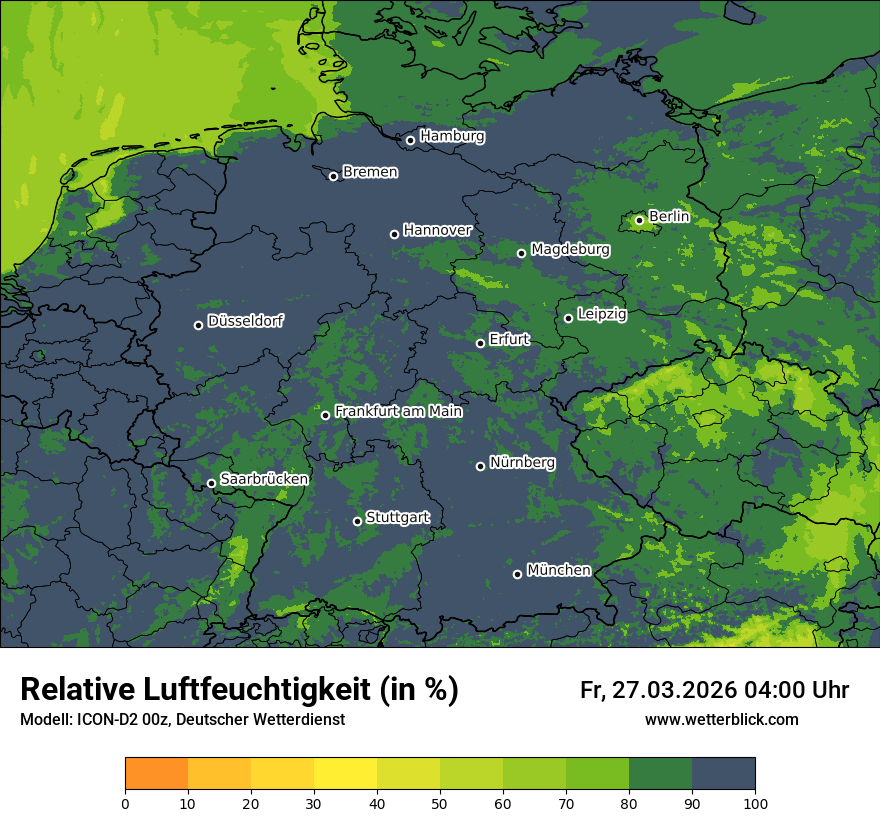 Modellkarte ICON-D2 – relhum – deutschland