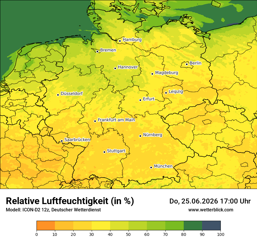 Modellkarte ICON-D2 – relhum – deutschland