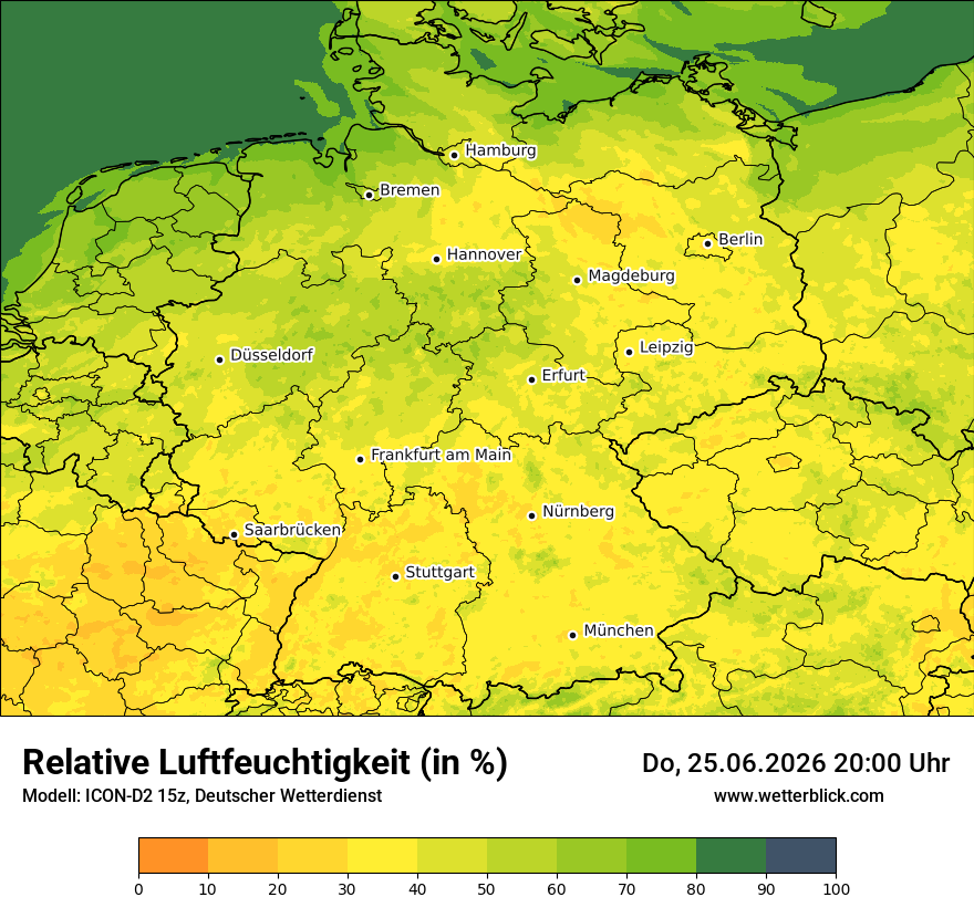 Modellkarte ICON-D2 – relhum – deutschland