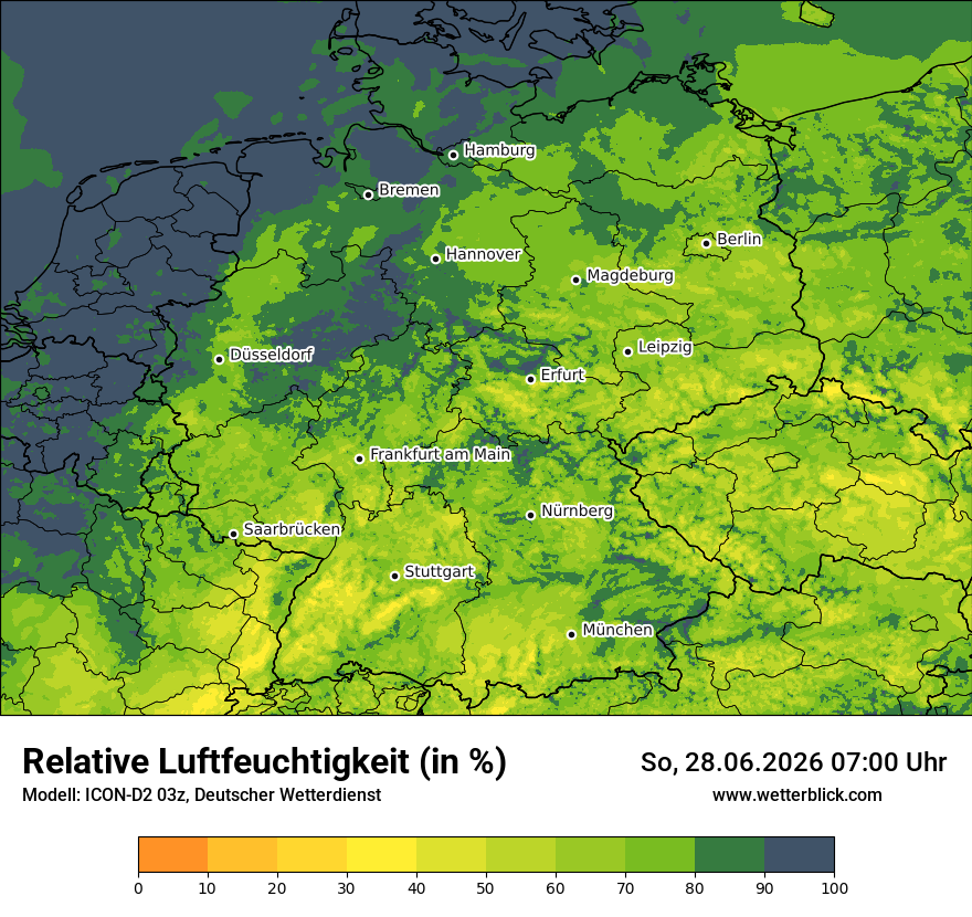 Modellkarte ICON-D2 – relhum – deutschland