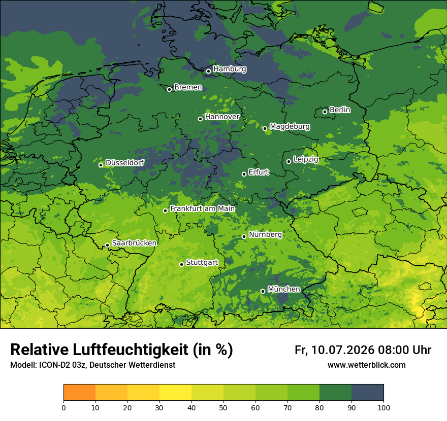 Modellkarte ICON-D2 – relhum – deutschland