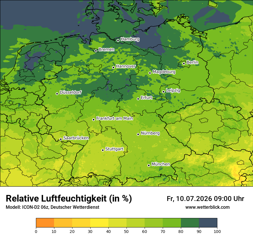 Modellkarte ICON-D2 – relhum – deutschland