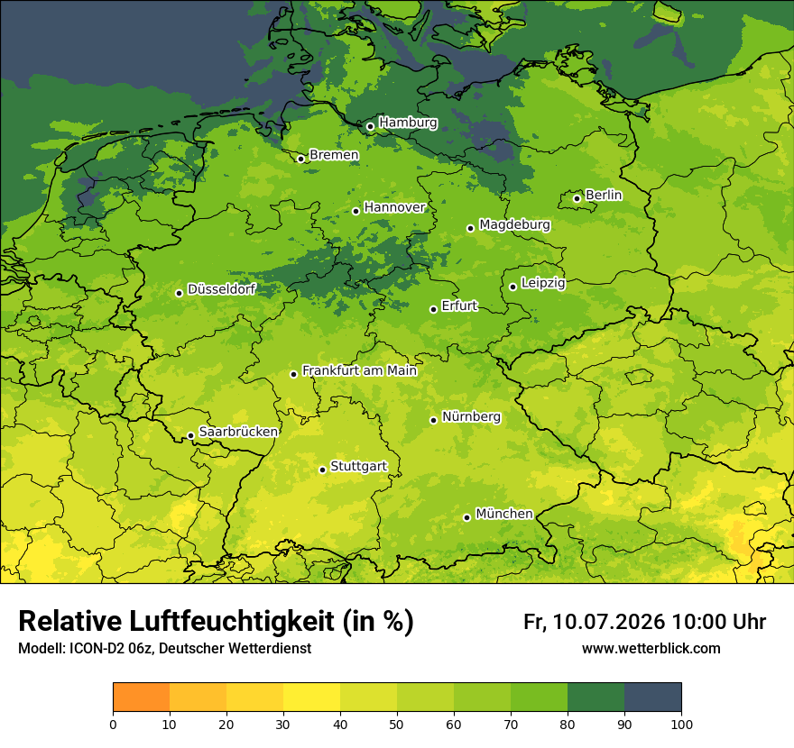 Modellkarte ICON-D2 – relhum – deutschland