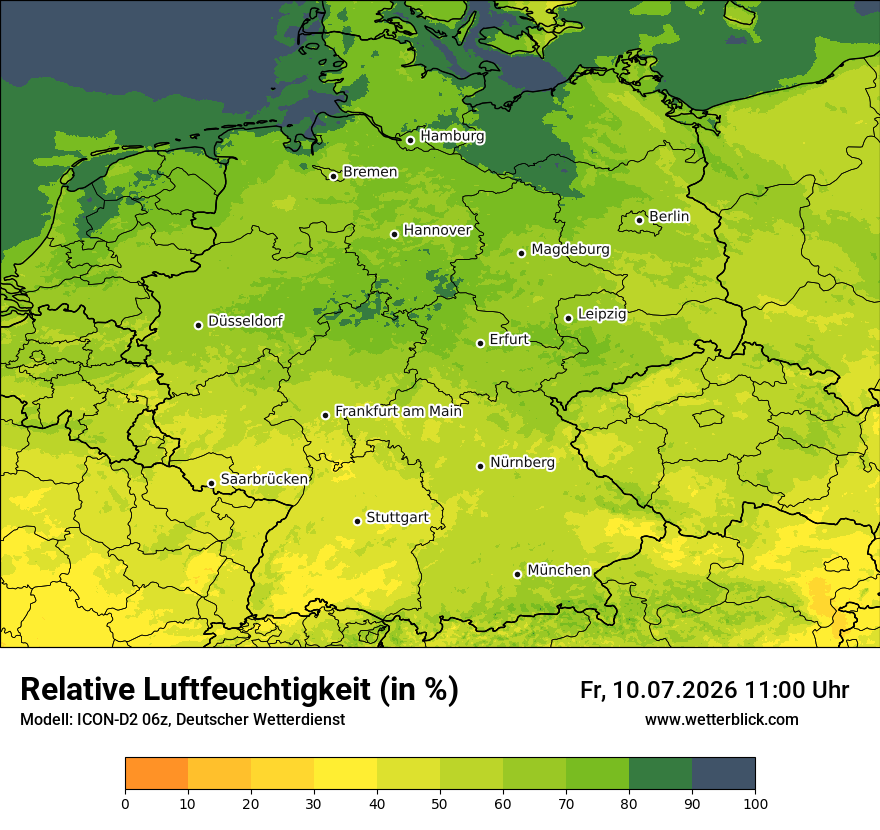 Modellkarte ICON-D2 – relhum – deutschland