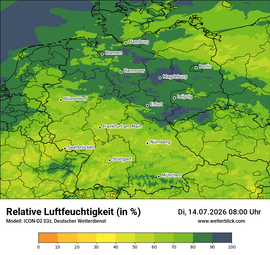 Modellkarte ICON-D2 – relhum – deutschland