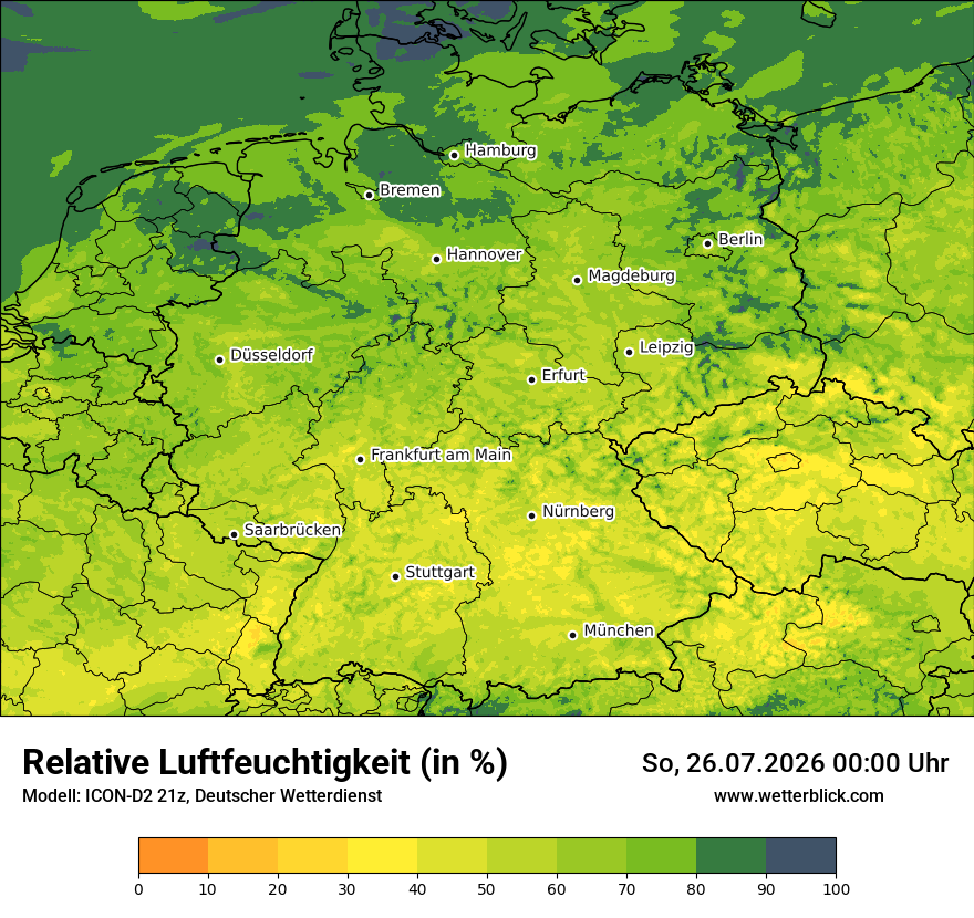 Modellkarte ICON-D2 – relhum – deutschland