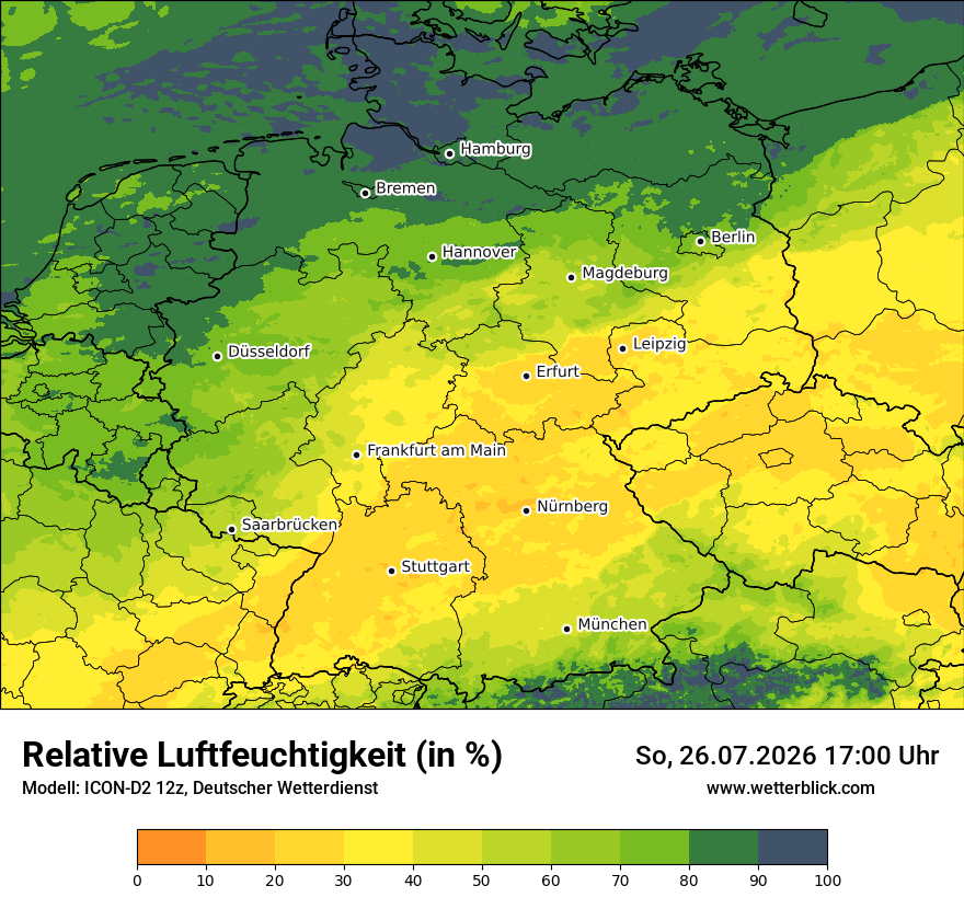 Modellkarte ICON-D2 – relhum – deutschland
