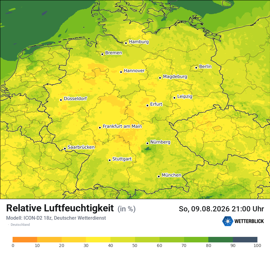 Modellkarte ICON-D2 – relhum – deutschland