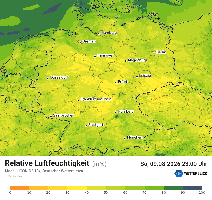 Modellkarte ICON-D2 – relhum – deutschland
