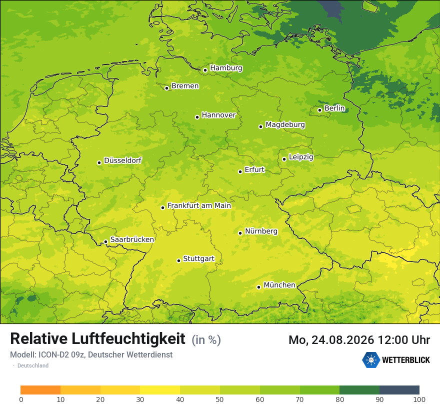 Modellkarte ICON-D2 – relhum – deutschland