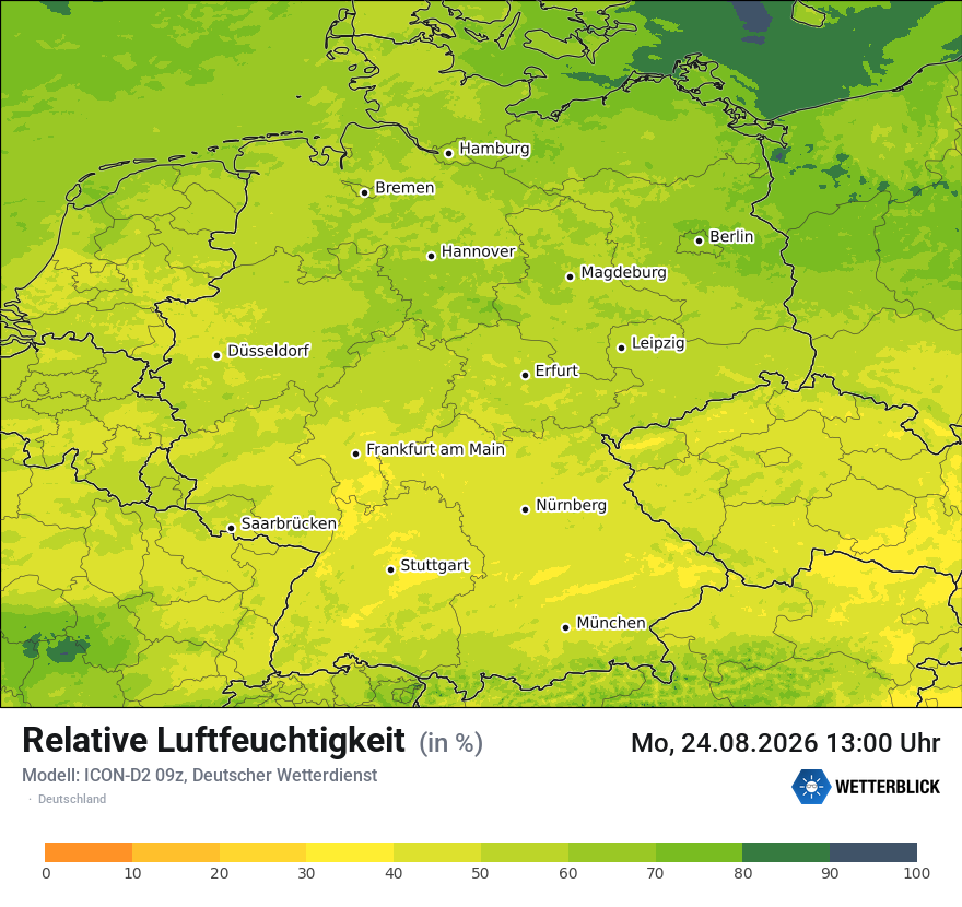 Modellkarte ICON-D2 – relhum – deutschland