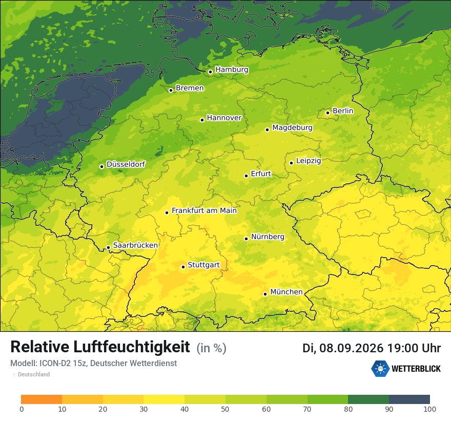 Modellkarte ICON-D2 – relhum – deutschland