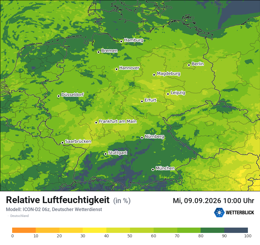 Modellkarte ICON-D2 – relhum – deutschland