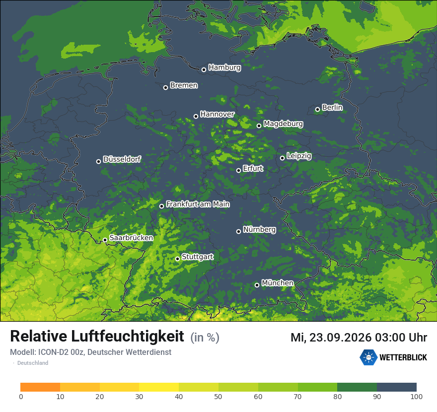 Modellkarte ICON-D2 – relhum – deutschland