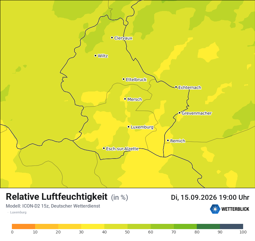Modellkarte ICON-D2 – relhum – luxemburg