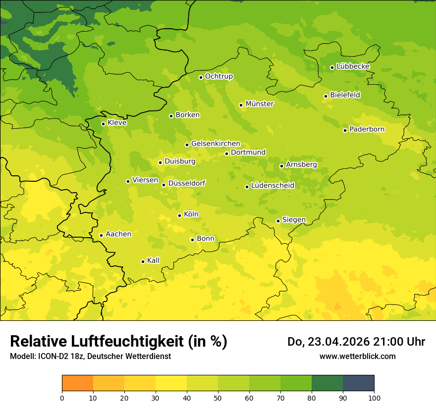 Modellkarte ICON-D2 – relhum – nrw