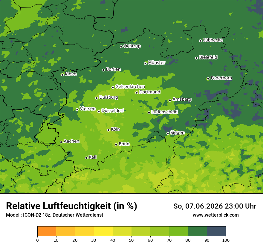 Modellkarte ICON-D2 – relhum – nrw
