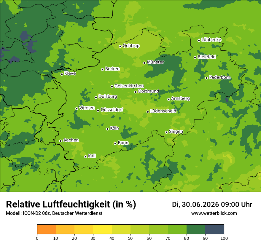 Modellkarte ICON-D2 – relhum – nrw