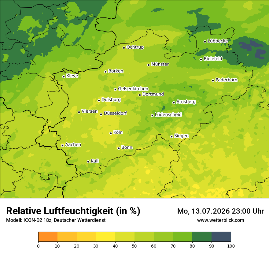 Modellkarte ICON-D2 – relhum – nrw