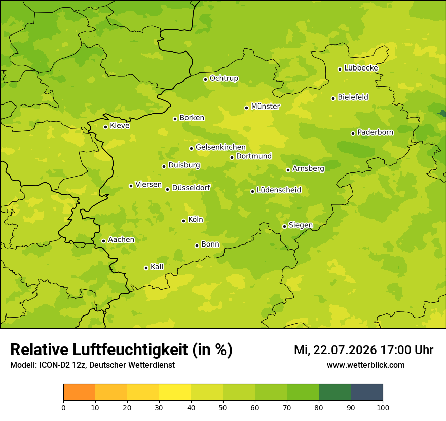 Modellkarte ICON-D2 – relhum – nrw