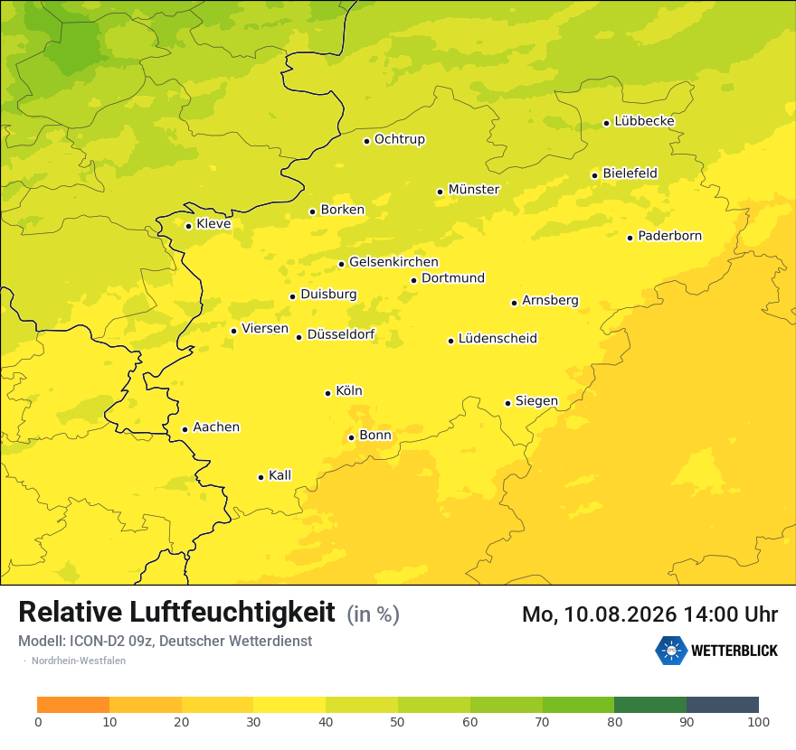 Modellkarte ICON-D2 – relhum – nrw
