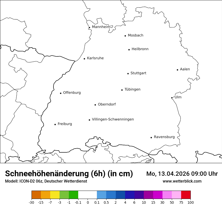 Modellkarte ICON-D2 – snow_diff – bw