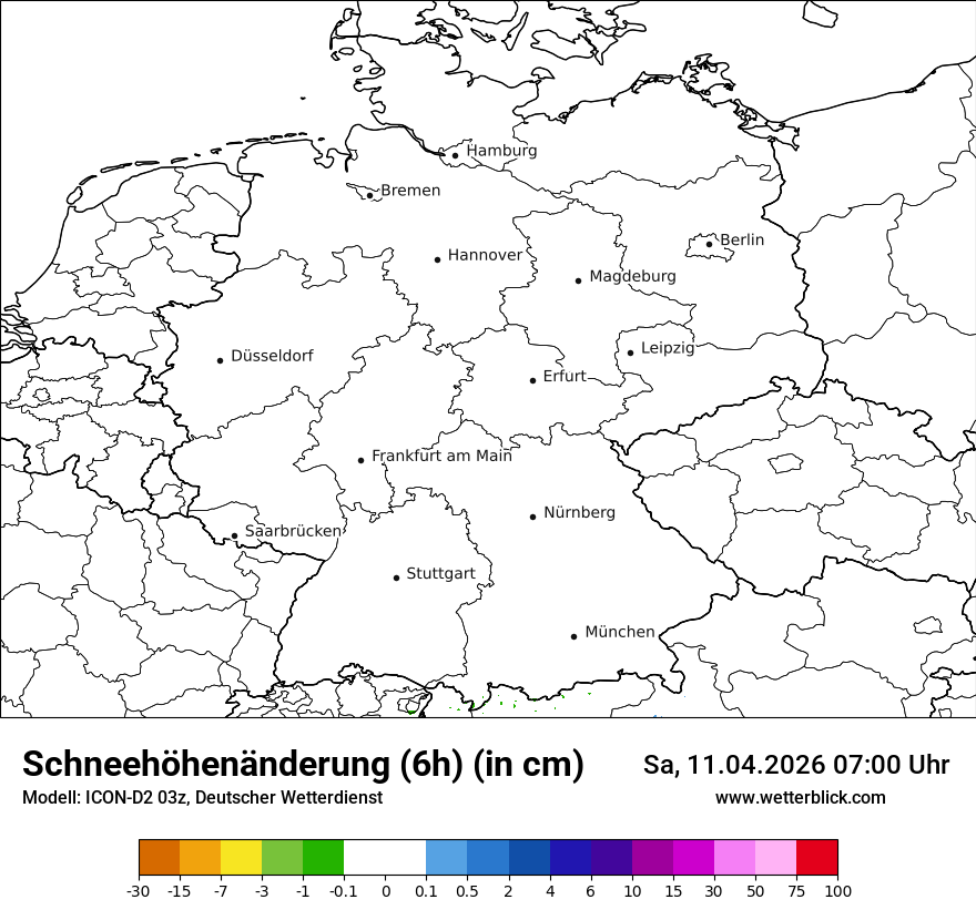 Modellkarte ICON-D2 – snow_diff – deutschland