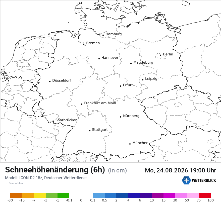 Modellkarte ICON-D2 – snow_diff – deutschland