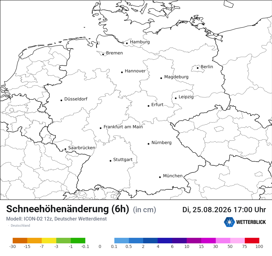 Modellkarte ICON-D2 – snow_diff – deutschland