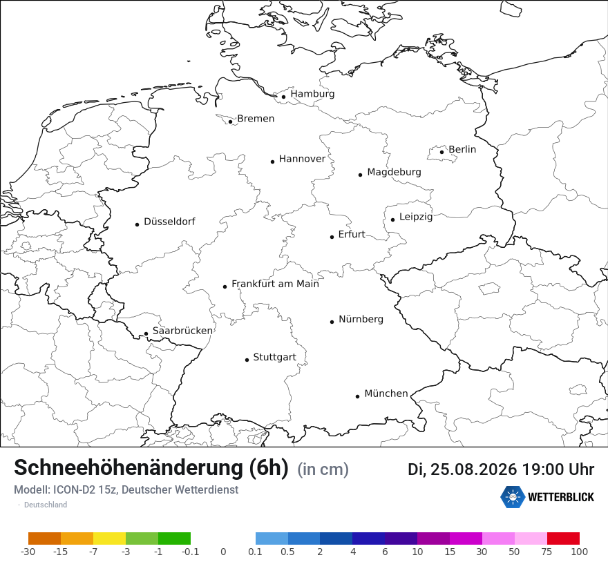 Modellkarte ICON-D2 – snow_diff – deutschland