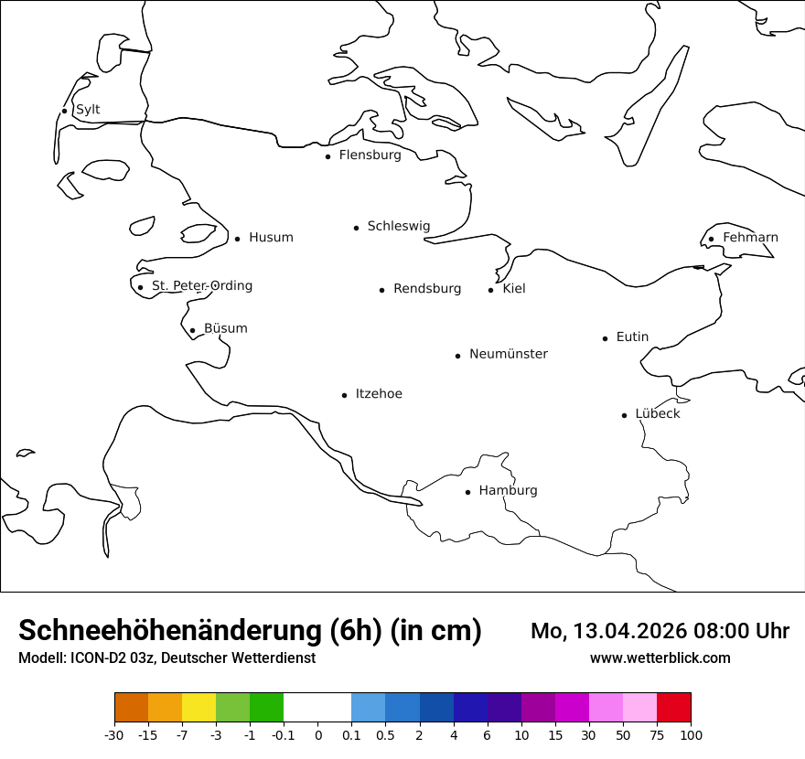 Modellkarte ICON-D2 – snow_diff – sh