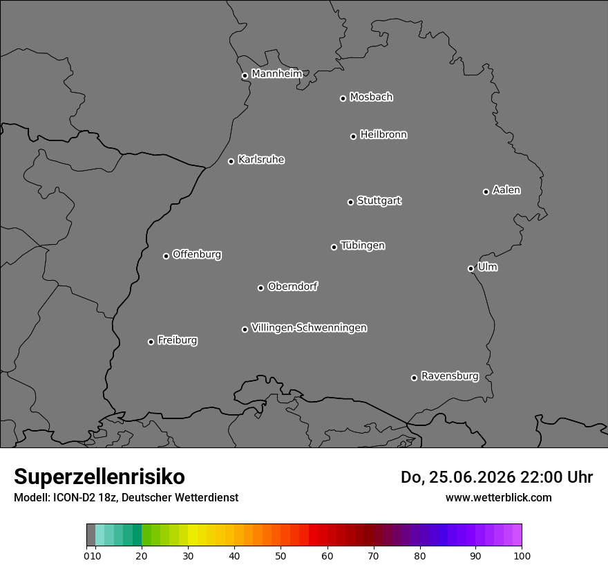 Modellkarte ICON-D2 – superzellenrisiko – bw