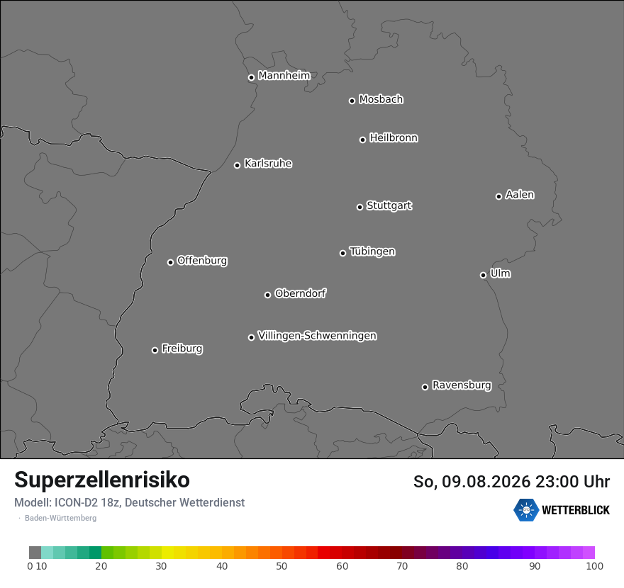 Modellkarte ICON-D2 – superzellenrisiko – bw