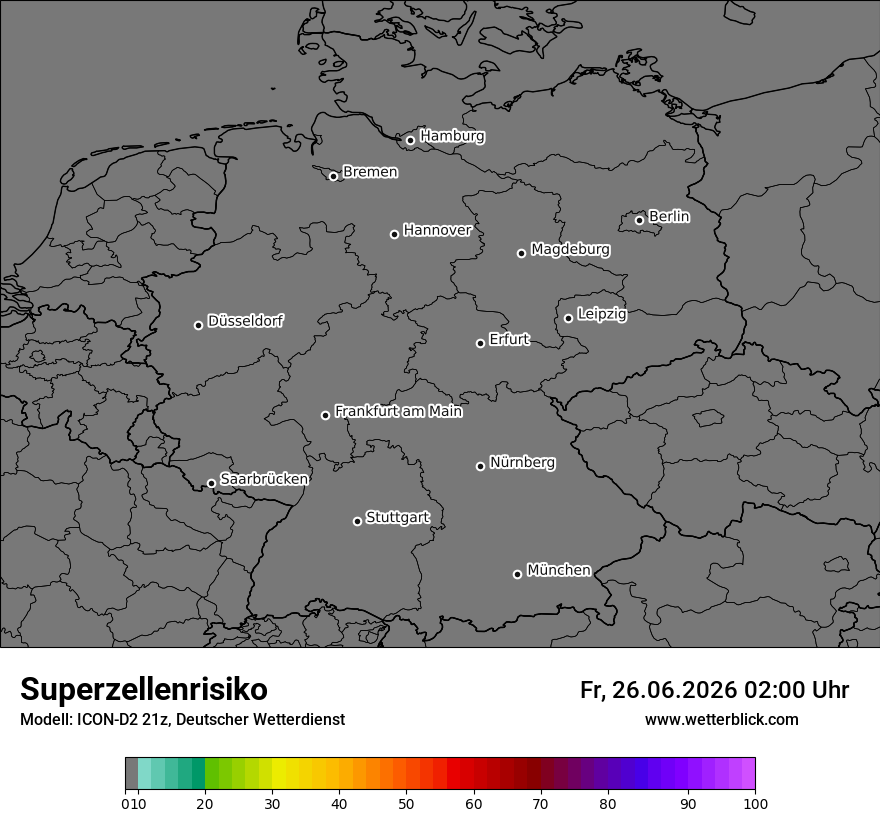 Modellkarte ICON-D2 – superzellenrisiko – deutschland