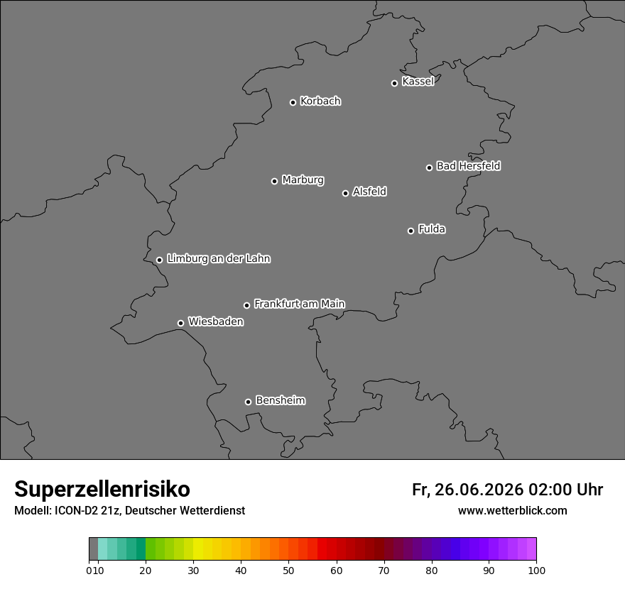 Modellkarte ICON-D2 – superzellenrisiko – he