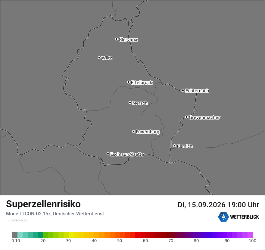 Modellkarte ICON-D2 – superzellenrisiko – luxemburg