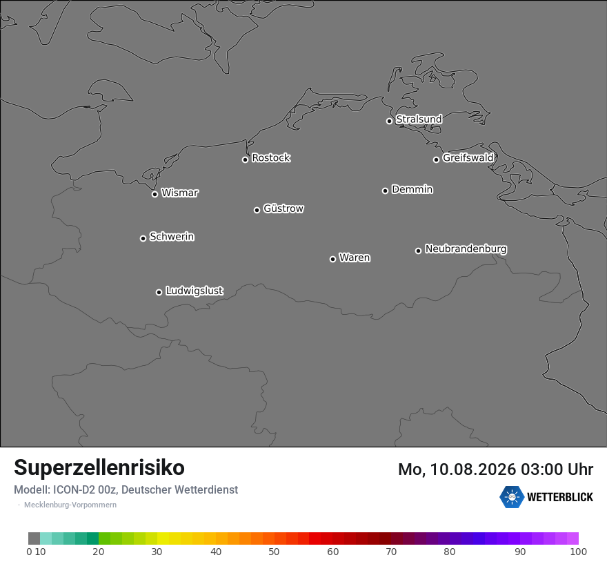 Modellkarte ICON-D2 – superzellenrisiko – mv