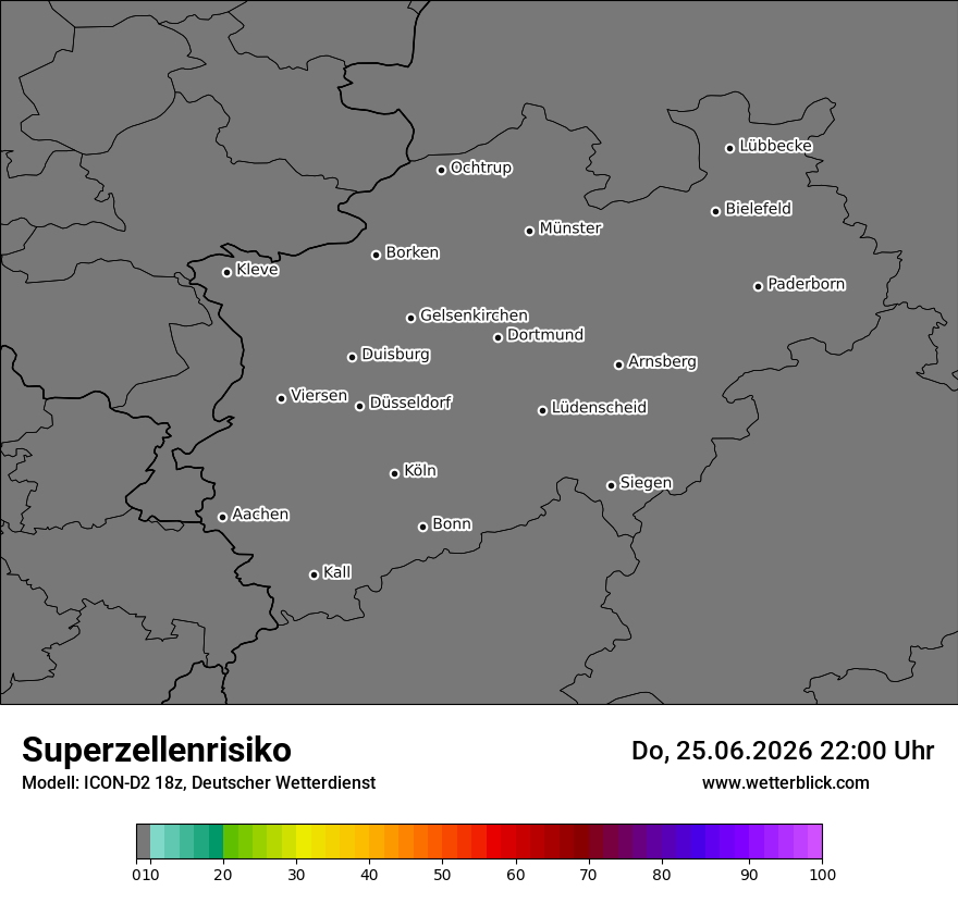Modellkarte ICON-D2 – superzellenrisiko – nrw