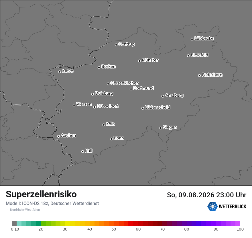 Modellkarte ICON-D2 – superzellenrisiko – nrw