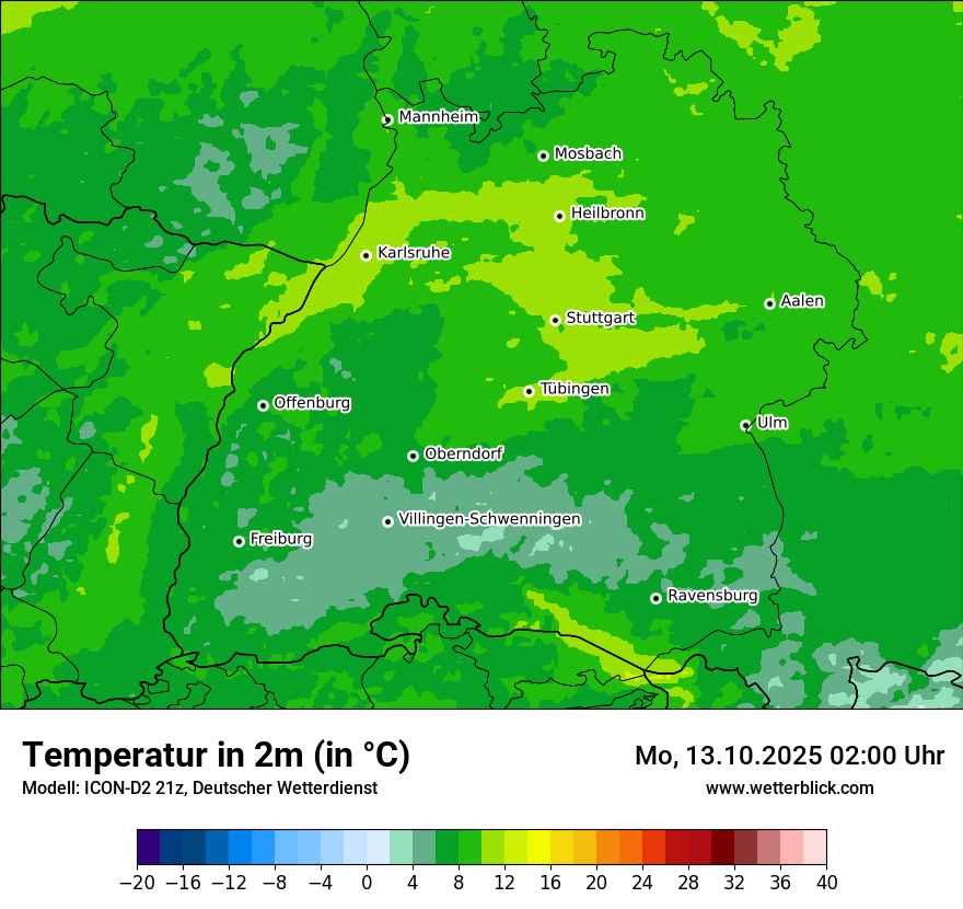 Modellkarten Temperatur