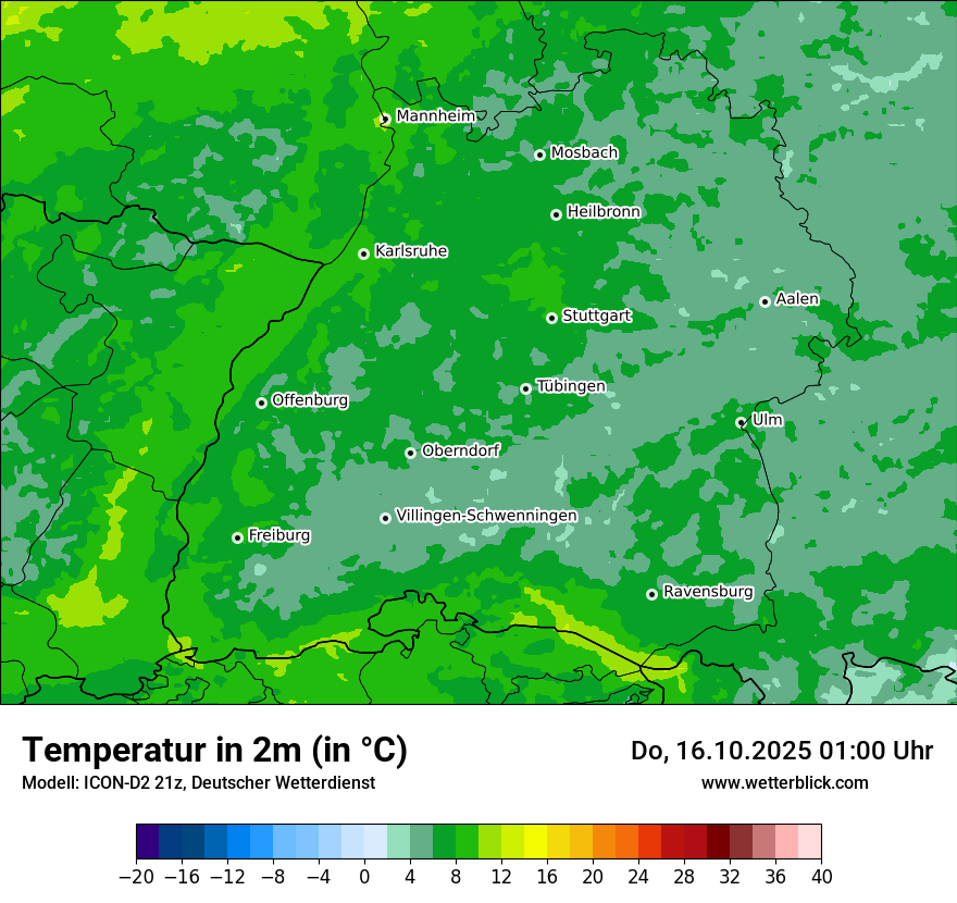 Modellkarten Temperatur