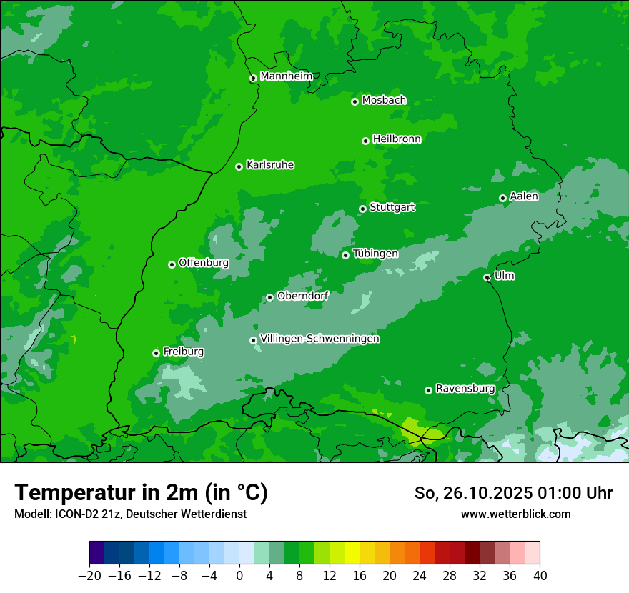 Modellkarten Temperatur