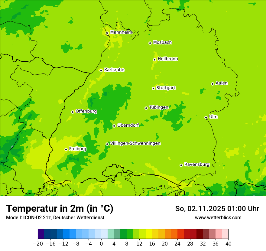 Modellkarten Temperatur